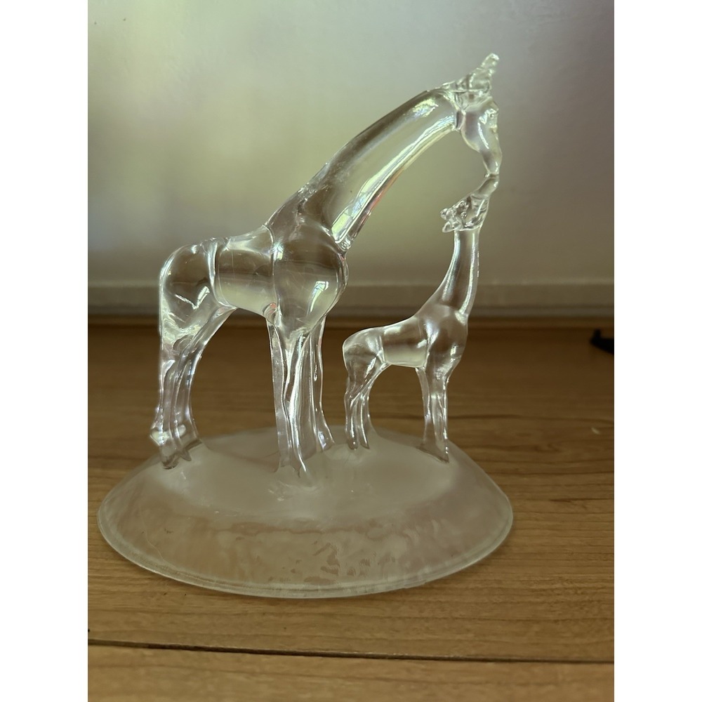 Vintage Cristal d'Arques France 24% Lead Crystal Giraffe Mom & Baby Figurine